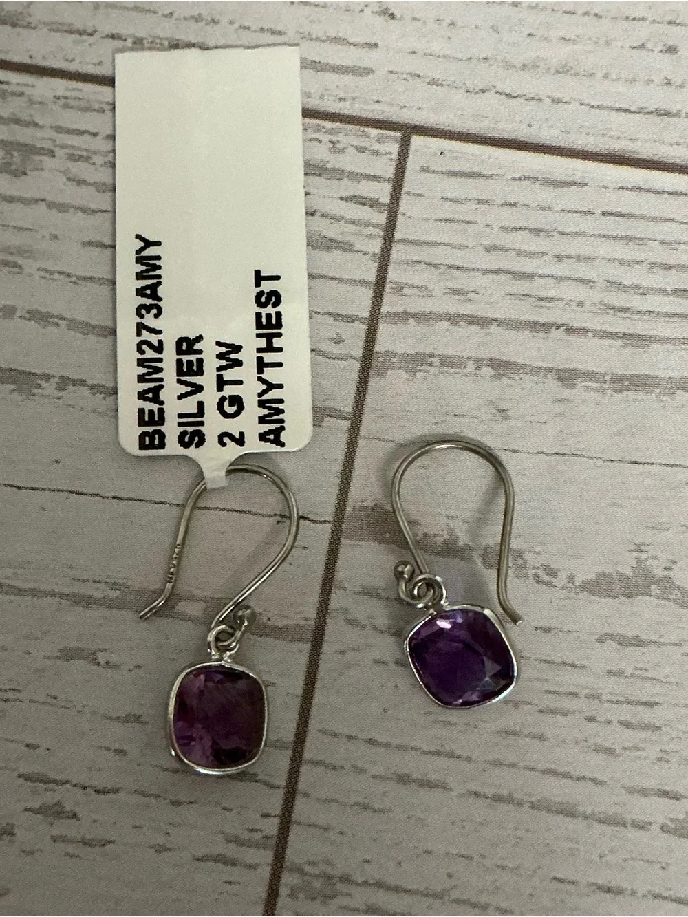 NWT Sterling Silver Amethyst Drop Earrings - 2 CTW